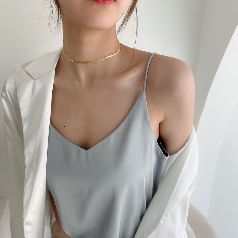 Satin Imitation Silk Camisole Women's Inner Satin V-Neck Spring and Summer Loose Slimming Base Shirt Outer Wear Large Size Batch