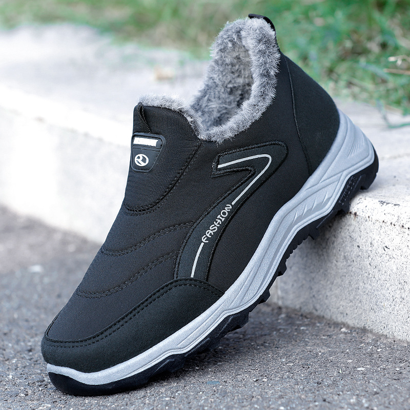 Winter New Cotton Shoes Fleece Thickened Men's Fashion Snow Boots Waterproof Warm Extra Thick Middle-aged and Elderly Soft Bottom Boots