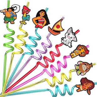 Stereo Ocean Wonderland PET reusable cartoon soft glue straw sticker Amazon Funny Party Cartoon