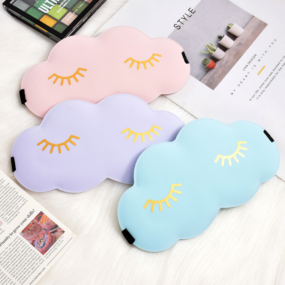 3D立體雲朵睡眠眼罩雙面冰絲遮光透氣睫毛眼罩印花LOGO多色