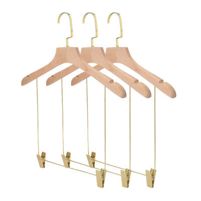 Solid wood suit clothes hanger clothing store high-end one-piece wooden support pants clip dry cleaning shop clothes hanger jk seamless clothes hanger wooden