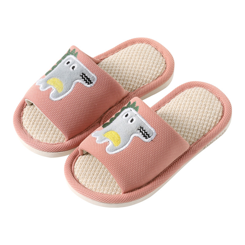 Cartoon small dinosaur indoor and outdoor home wood floor linen PVC children spring, summer and autumn Four Seasons open-toe sandals