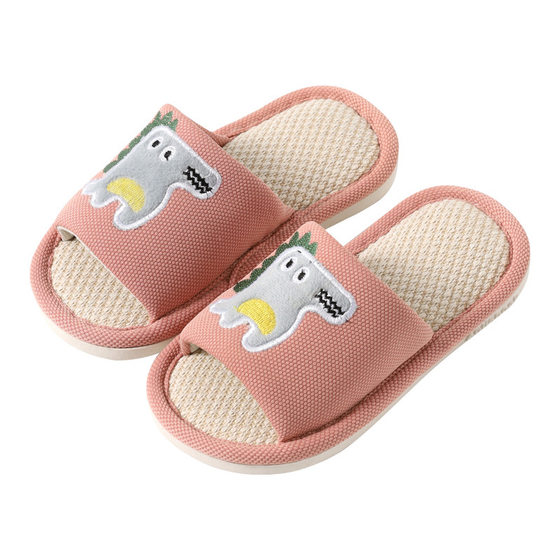 Cartoon small dinosaur indoor and outdoor home wood floor linen PVC children spring, summer and autumn Four Seasons open-toe sandals