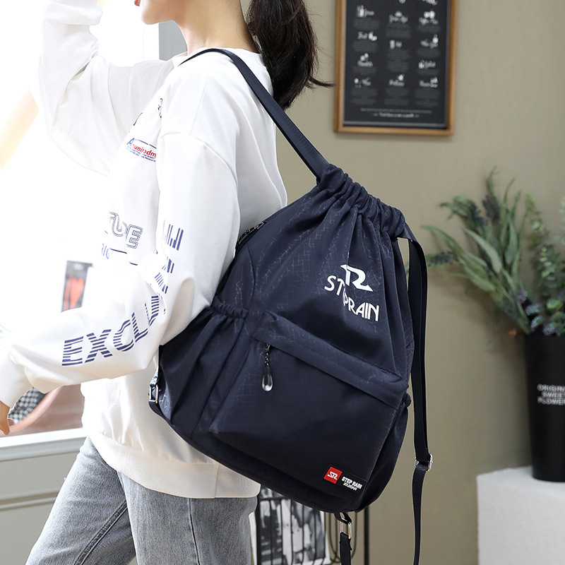 In stock wholesale outdoor travel bag nylon backpack large capacity fashion adjustable drawstring bag drawstring bag