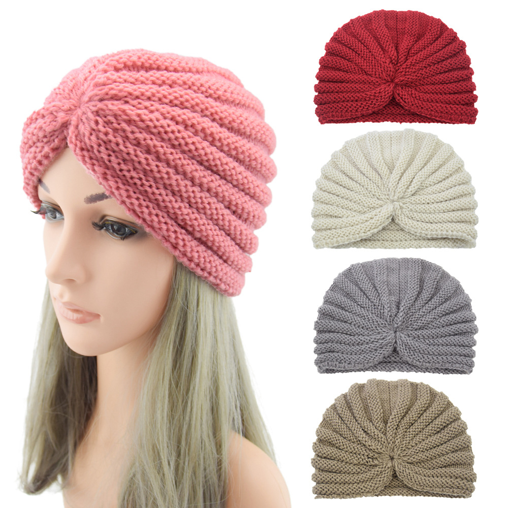 Europe, America and India Nipple Hat Wool Hat Knitted Hat Bohemian Baotou Hat Autumn and Winter Women's Nine Bars Pullover Hat