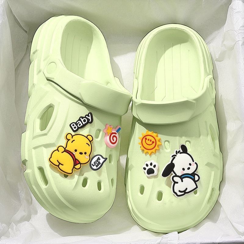 2023 new style drooping hole shoes women's summer wear non-slip thick bottom beach sandals men's and women's closed toe