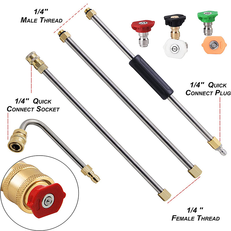 Wholesale high-pressure washing machine water gun stainless steel extension rod 2.6 m drainage sink cleaning extension rod 4000psi