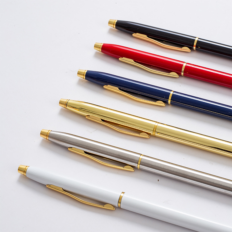 Metal Ballpoint Pen Advertising Customized logo Student Rotating Core Pen Signature Pen Gift Steel Shell Ball Pen
