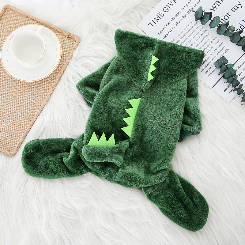 Pet four-legged clothes dog cat autumn and winter warm clothes small dog Tiger clothing supplies dinosaur transformation clothes