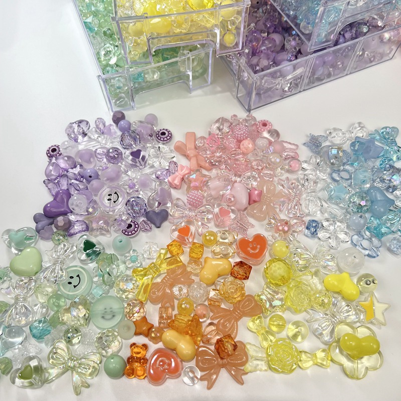 Acrylic loose beads handmade diy material wholesale beaded bracelet mobile phone chain mixed material package rubber band accessories