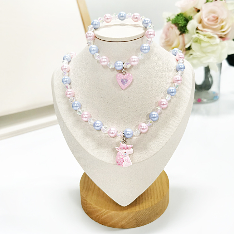 Children's necklace set cute mermaid unicorn rainbow necklace girls jewelry