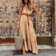 2022 independent station AliExpress new French high waist V-neck stitching temperament long dress dress
