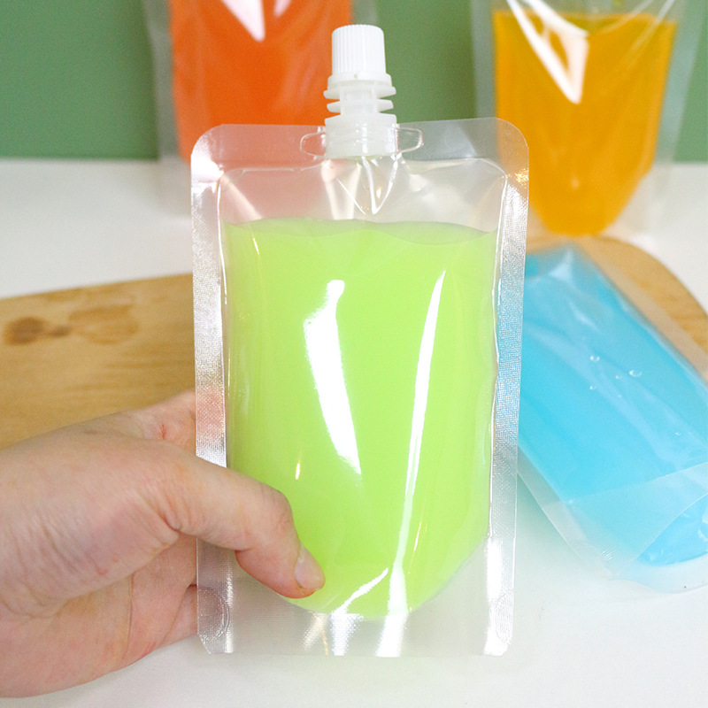 Soymilk nozzle self-standing bag milk tea packaging beverage transparent bag wholesale Chinese medicine liquid disposable nozzle packaging bag