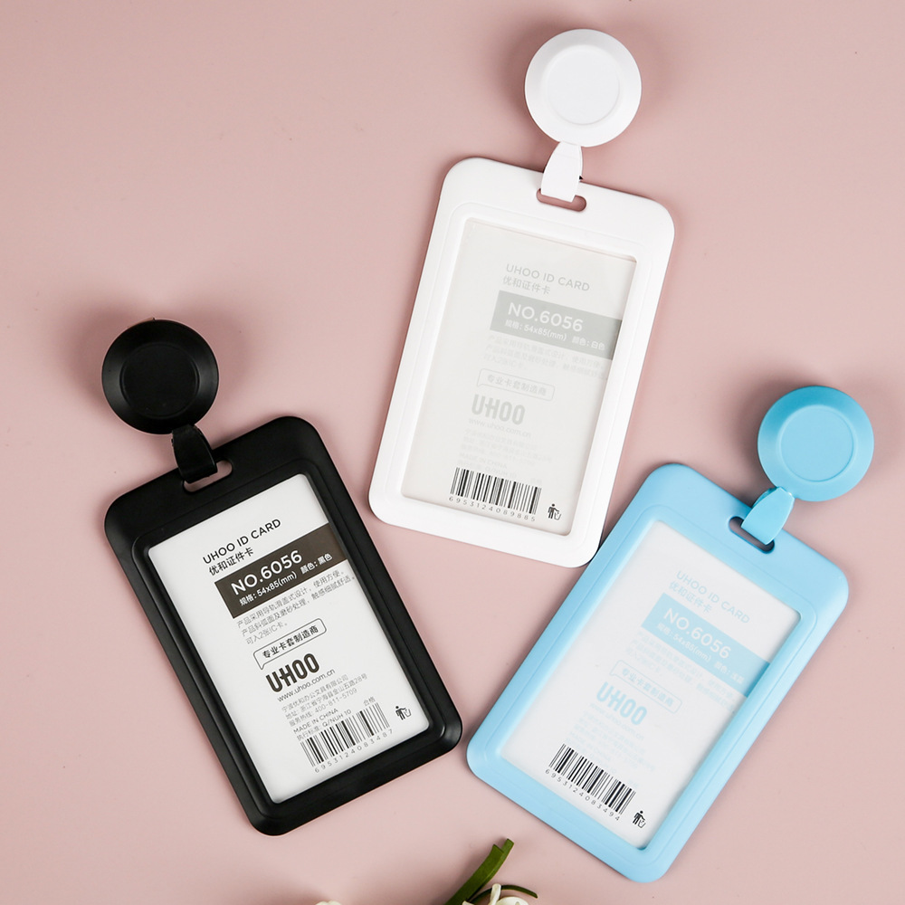 Youhe 6792 back clip easy-pull buckle badge student plastic meal card ID card holder pull retractable buckle badge