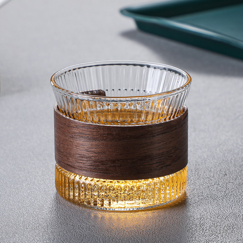 Japanese-style Hammer Glass Wooden Ring Tea Cup Tea Tasting Cup Master Cup Small Tea Cup Kung Fu Tea Set Tea Small Cup
