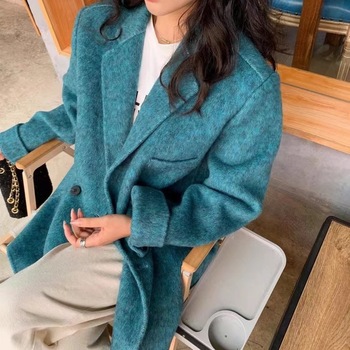 2023 autumn and winter new double-sided cashmere overcoat women's long high-end water ripple overcoat double-sided woolen overcoat women_voghion.com