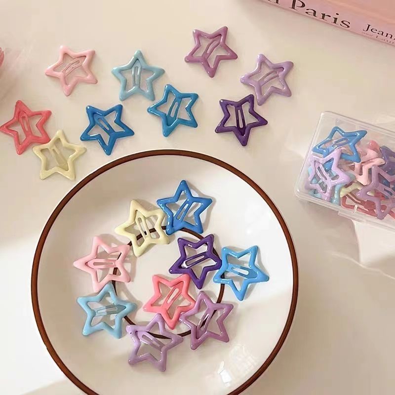 y2k Dopamine Color Pentagonal Star Small Hairpin Children's Headwear Children's Cute Bangs Side Shattered Hairpin