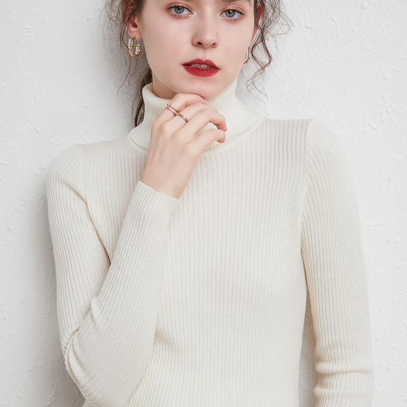 Sweater Women's 2022 Autumn and Winter New Thickened Woolen Sweater Turtleneck Drawbar Pullover Short Lapel Slim-fit Knitted Base Shirt