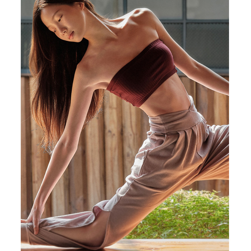 2023 Summer New Yoga Wear Vest Strapless Belted Chest Vest Ultra Short Slim Look Cool Sports Pilates