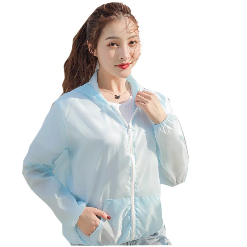 2024 Summer New Sunscreen Clothing Women's Solid Color Ultra-thin Breathable Quick-drying Sunscreen Clothing Outdoor Ice Silk Mesh Red Jacket
