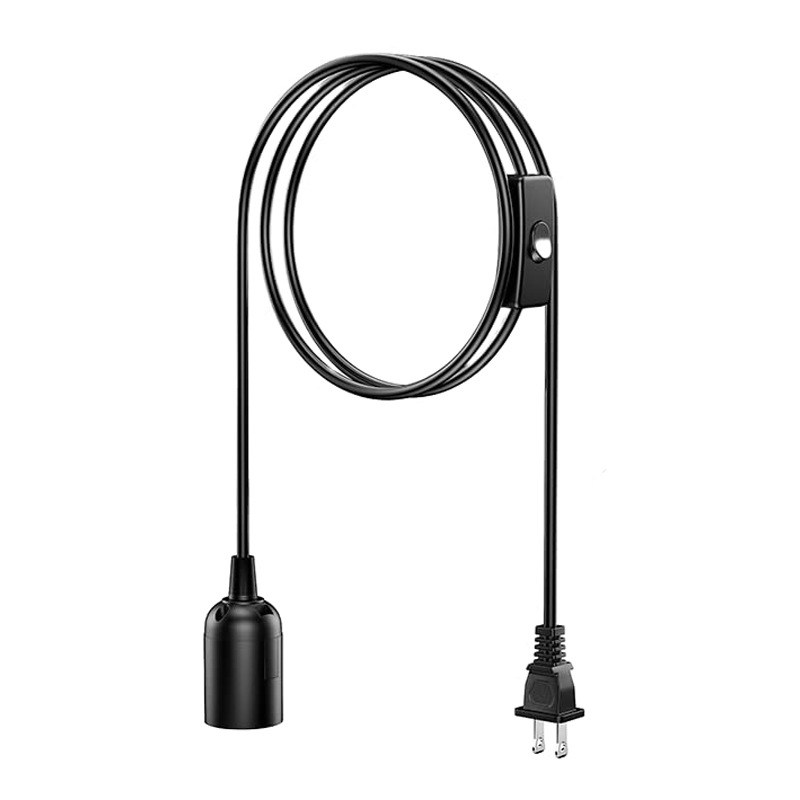 E27 screw with switch wire lamp holder household simple installation pendant lamp holder LED bulb hanging spiral lamp holder