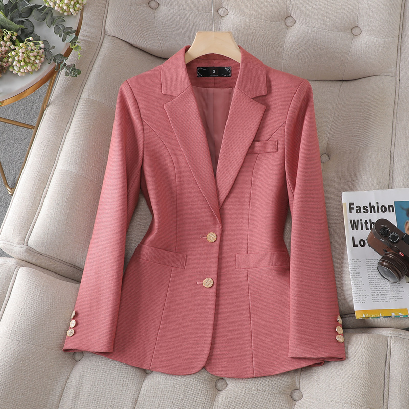 High-grade Suit Jacket Women's Autumn and Winter 2023 New Small Men Slim-fit Small Suit Winter Leather Pink Elegant Fashion