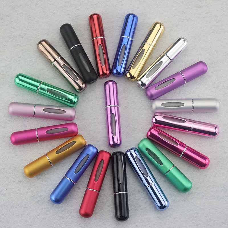 Perfume bottle 5ml bottom filling perfume sub-bottle pressing spray aluminum bottle recyclable portable travel cosmetic bottle