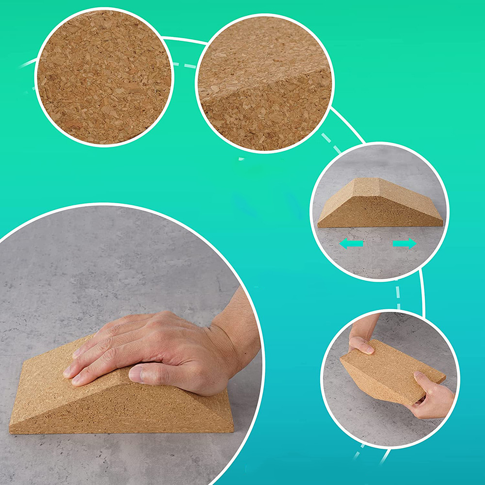 Cork yoga Wood squat wood wedge block weightlifting sports non-slip training high heel knee tilt board Fitness foot pad