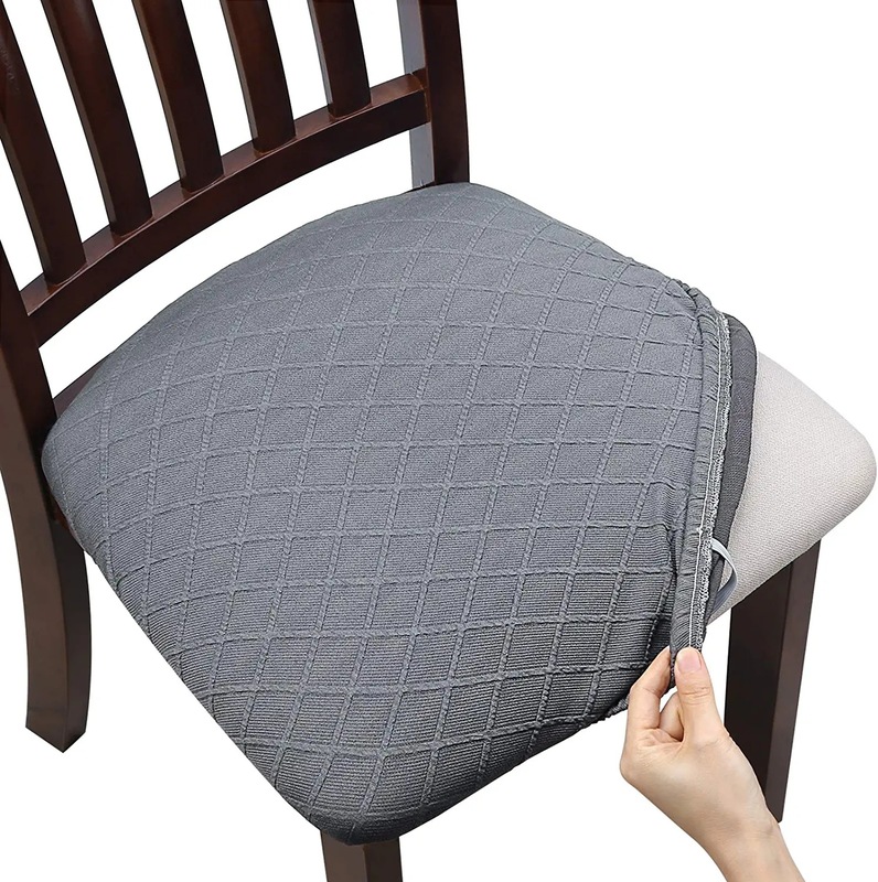 菱形格ジャカード椅子クッションセットホテルレストランテーブル椅子カバー万能家庭用レストラン椅子カバー|undefined