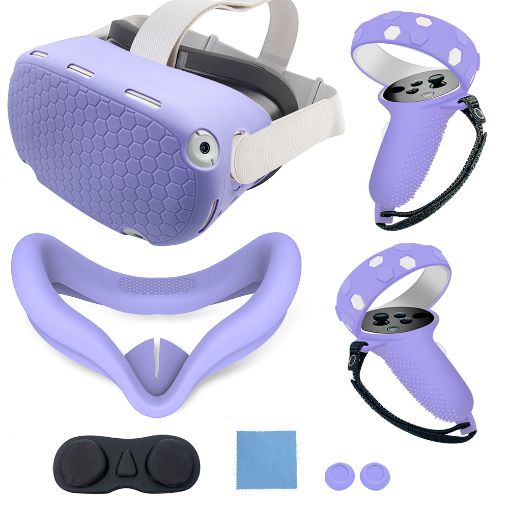 Oculus quest2 all-inclusive handle silicone protective cover host protective cover non-slip anti-drop 6-piece VR accessories