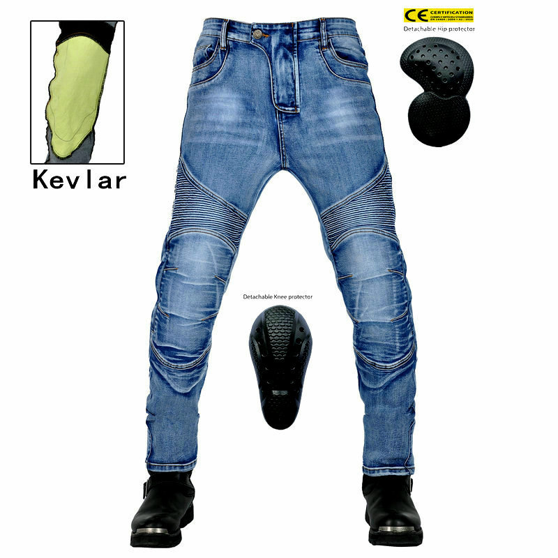 Motorcycle Jeans Men's Retro Casual Anti-fall Pants Washed Stretch Riding Pants Kevlar Motorcycle Tear-resistant