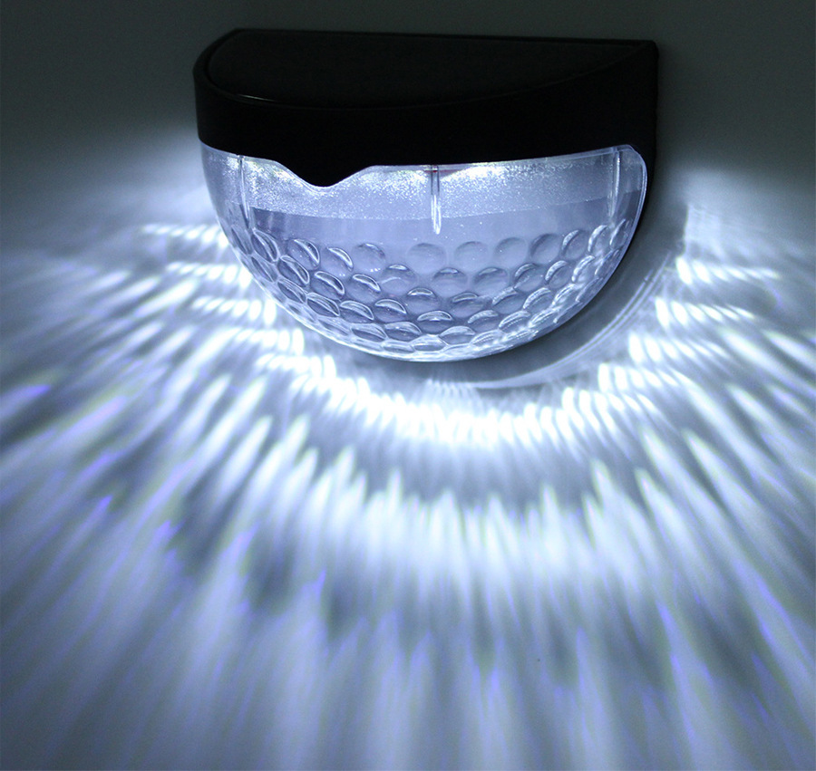 Solar 6LED semicircle fence lamp outdoor light and shadow night light black and white wall lamp water drop stair step lamp