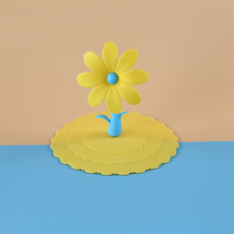100mm Flower Cup Lid Cute Sunflower Silicone Sunflower Wave Series Dustproof Daily