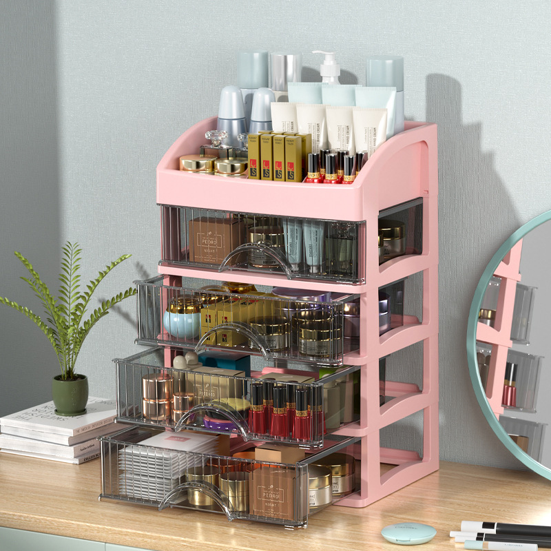Black Smoke Crown Desktop Cosmetic Storage Box Storage Cabinet Partition Transparent Cosmetic Jewelry Filler Cabinet