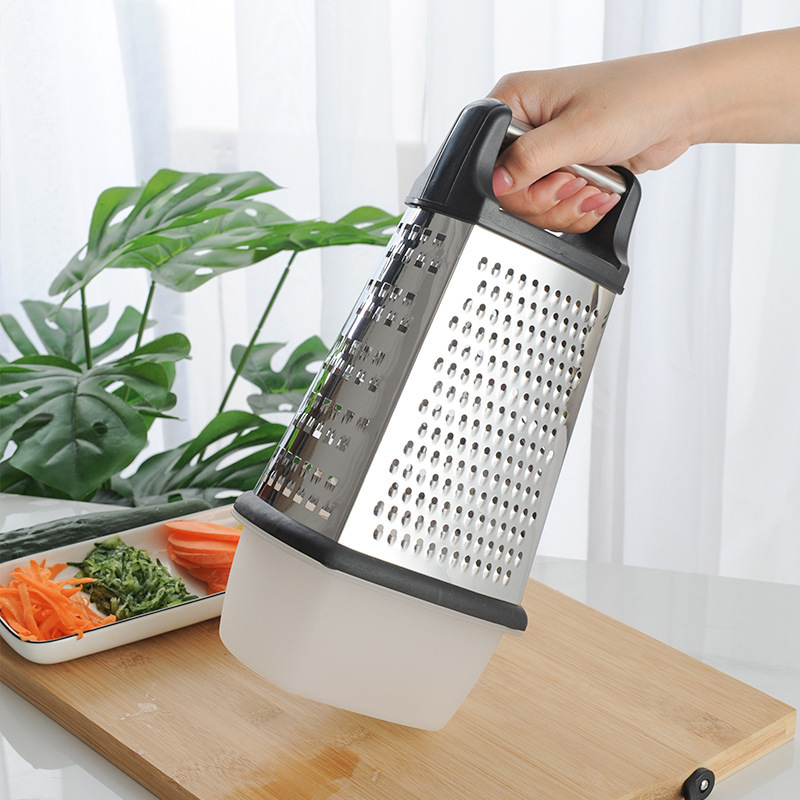 Spot kitchen gadget four-sided grater potato grater with base Box storage fruit vegetable grater