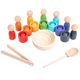 Children's Early Education Montessori Wooden Seven-color Ball and Cup Color Classification Cognitive Matching Pair-clip Bead Educational Toys