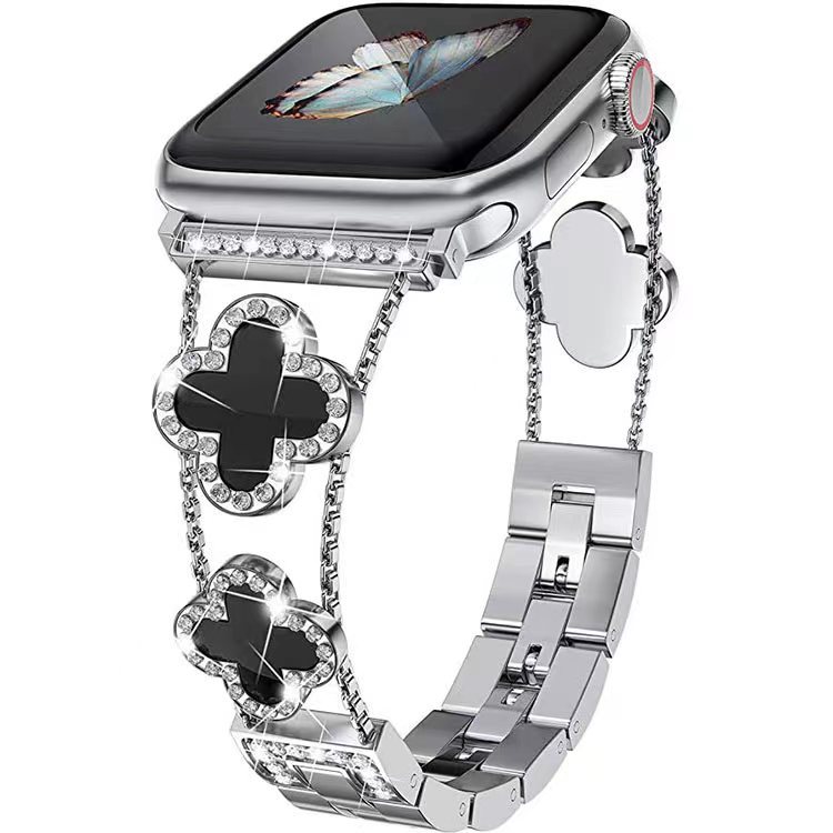 For apple watch apple watch SE1-8 Generation Fashion Diamond Clover Metal Strap