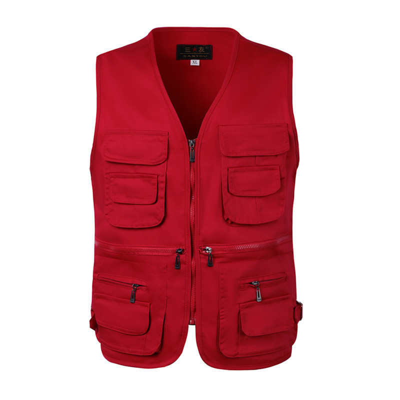 Cross-border Spring and Autumn Men's Vest Solid Color Vest Photography Outdoor Director Multi-pocket Casual Dad Fishing Vest