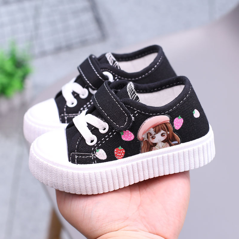 2022 Spring and Autumn New Children's Canvas Shoes Girls' Shoes Soft Sole Baby Toddler Shoes Boys' Board Shoes Breathable Cloth Shoes