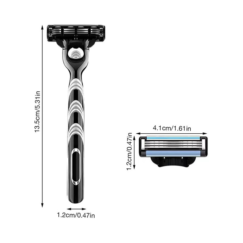 工場直接輸入鋼手動シェービングかみそりの刃ヘッド三層黒交換刃ジレット安全かみそり|undefined