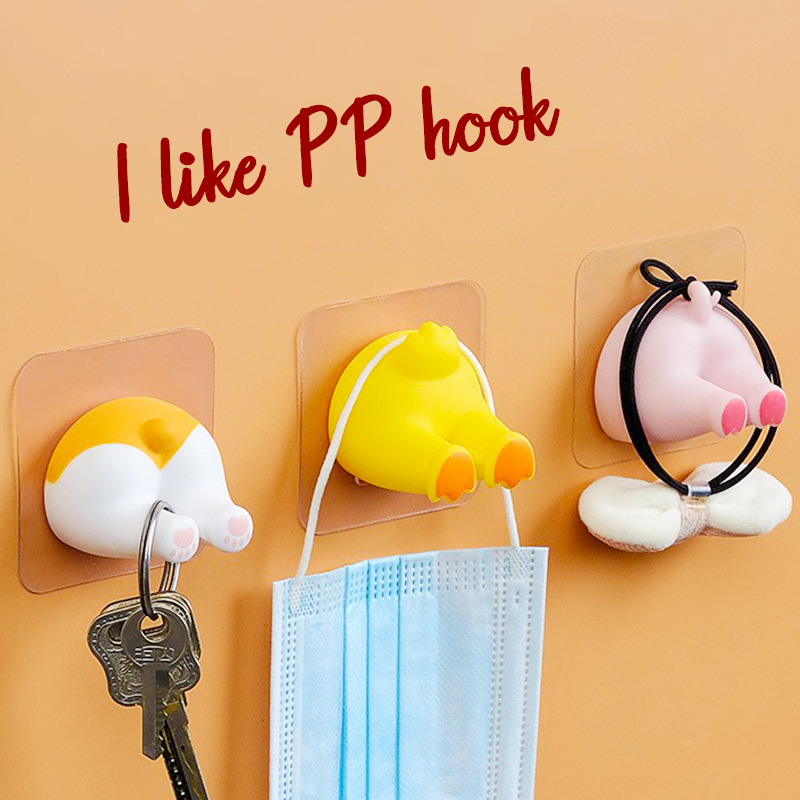 Cartoon Animal Hook Seamless Punch-free Plug Holder Door Hanging Key Hook Bathroom Cute Toothbrush Hanger