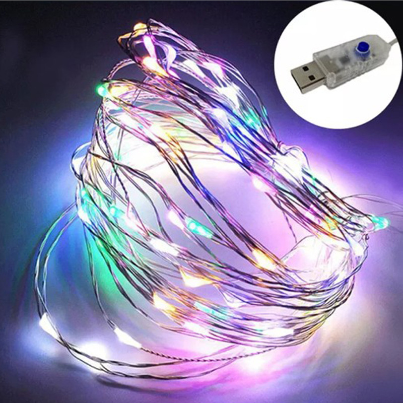 LED light string copper wire light string 8 function Christmas holiday decoration remote control light string live LED light string wholesale in large quantities