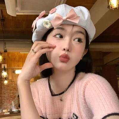 Bow Flower Beret Women's Japanese Style Cute All-match Cyber Celebrity Beilei Painter's Hat Showface Small Big Head Wai Hat