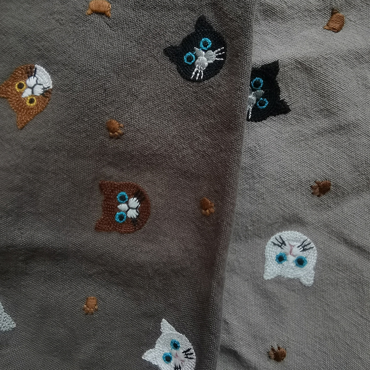 Embroidered cloth animal cat embroidery handmade fashion household items dress decorative fabric