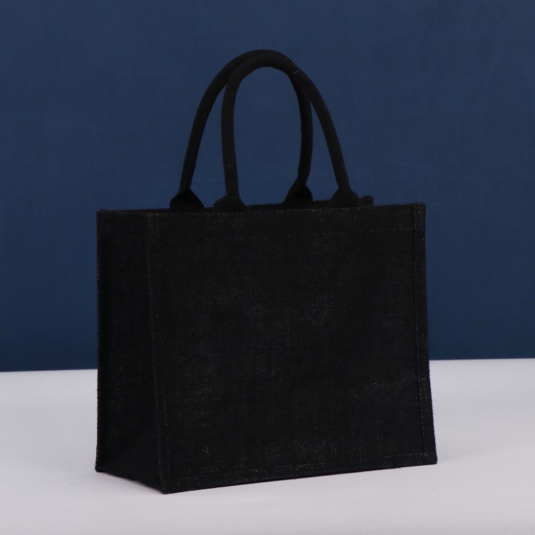 黒い麻の袋の卸売りはlogo亜麻の綿麻の黄麻の手提げ袋を印刷します。|undefined