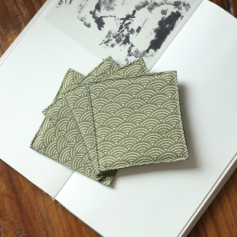 40-color high-grade Chinese-style square cotton and linen jacquard fabric table mat printed brocade and wind tea cup mat heat insulation mat logo