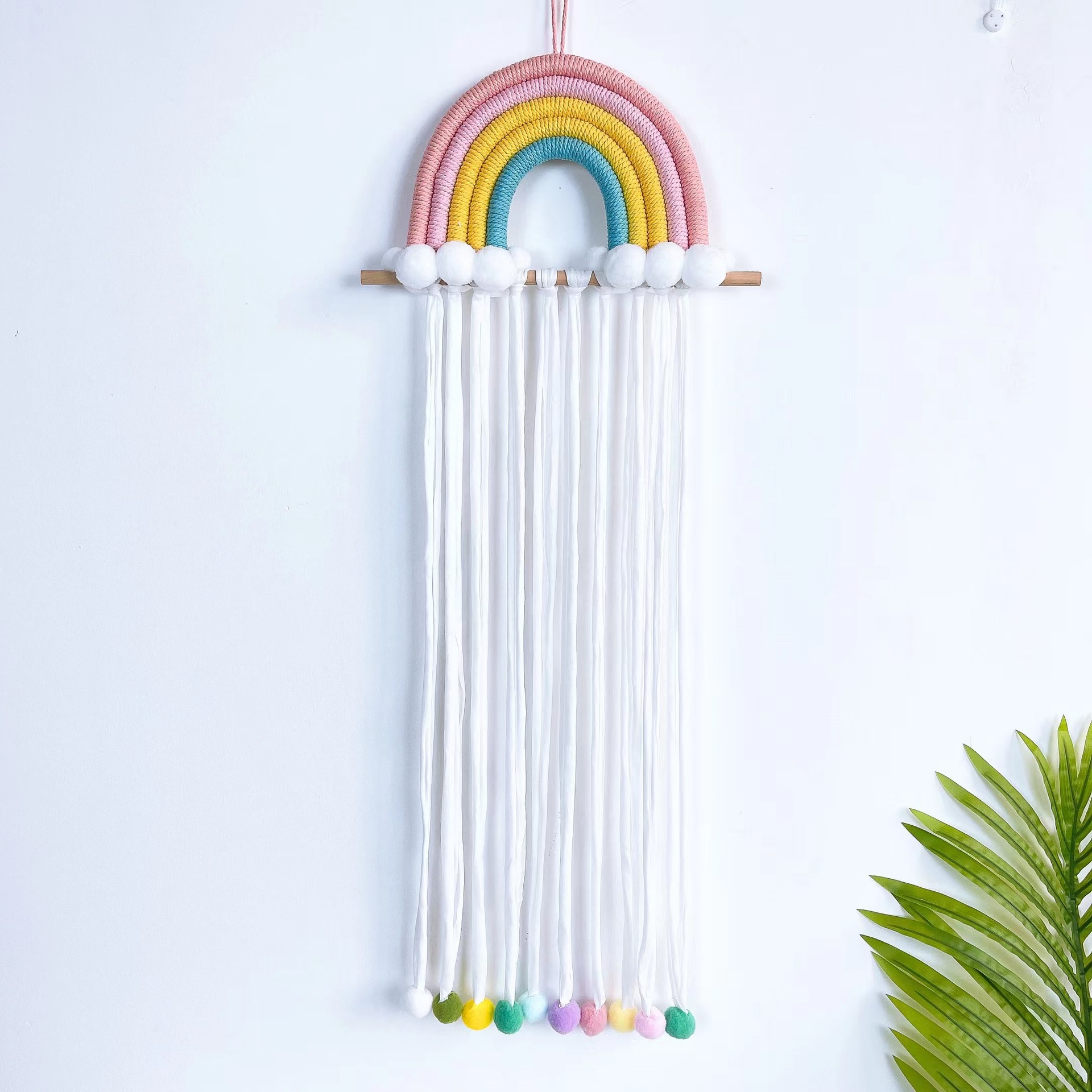 INS Decorative Nordic Style Woven Rainbow Children's Hairpin Hair Accessories Storage Belt Wall Hanging Headwear Finishing Belt Finishing Rack