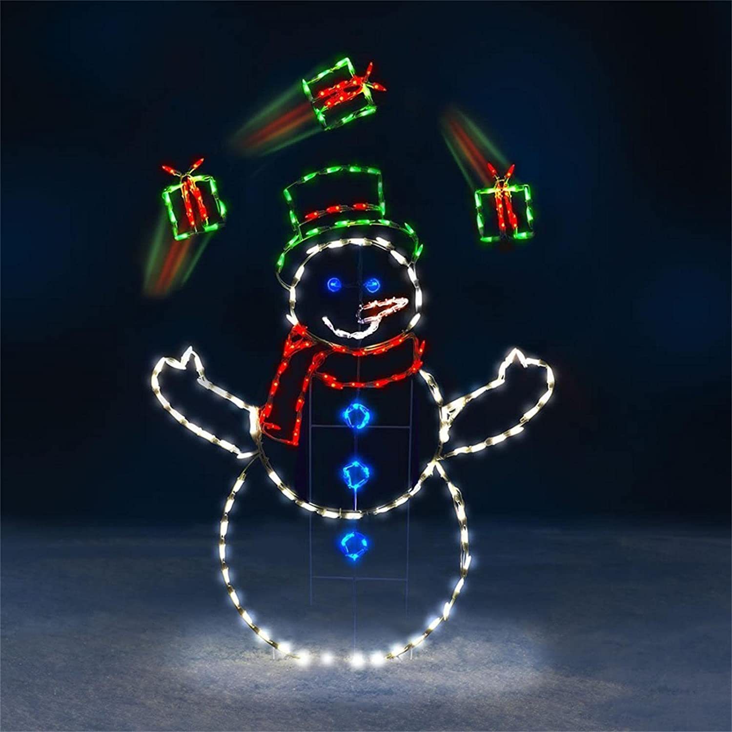 Christmas fun animated snowball battle light string, Christmas outdoor garden snow glow decorative frame sign,