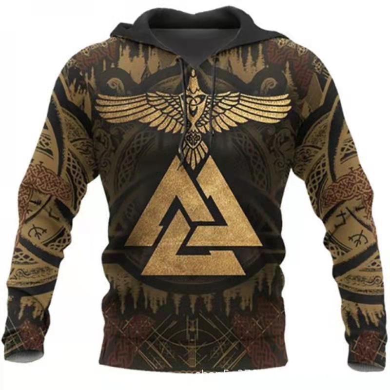 Fashion Hot Cross-border 3D Sweater Men's Viking Warrior Series Printed Street Fashion Classic Hoodie
