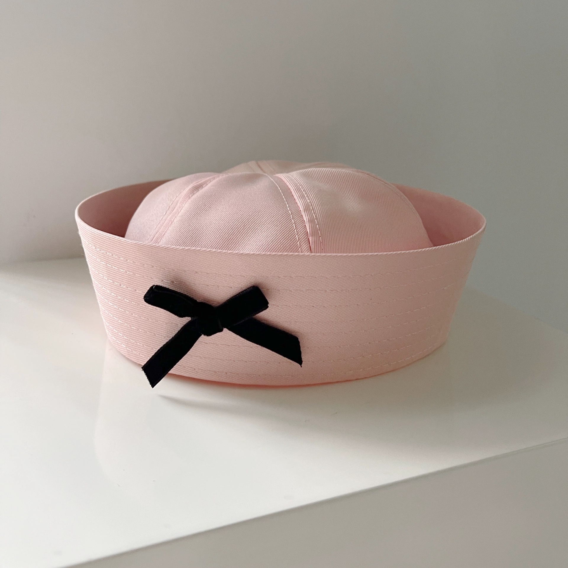 Bowknot Cute Pink Sailor Hat Overturned Hat Korean Style All-match Sweet Girl Summer JK Beret Navy Hat